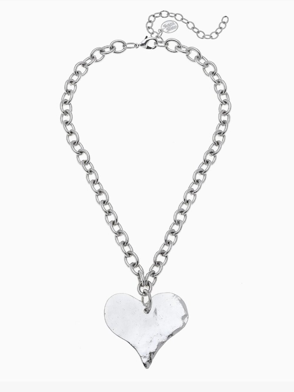 Timeless! Susan Shaw BIG Silver Heart Pendant Necklace